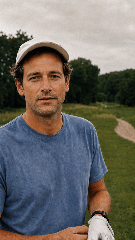 Grégoire Ballan, fondateur de UP Golf Society, sur un parcours de golf