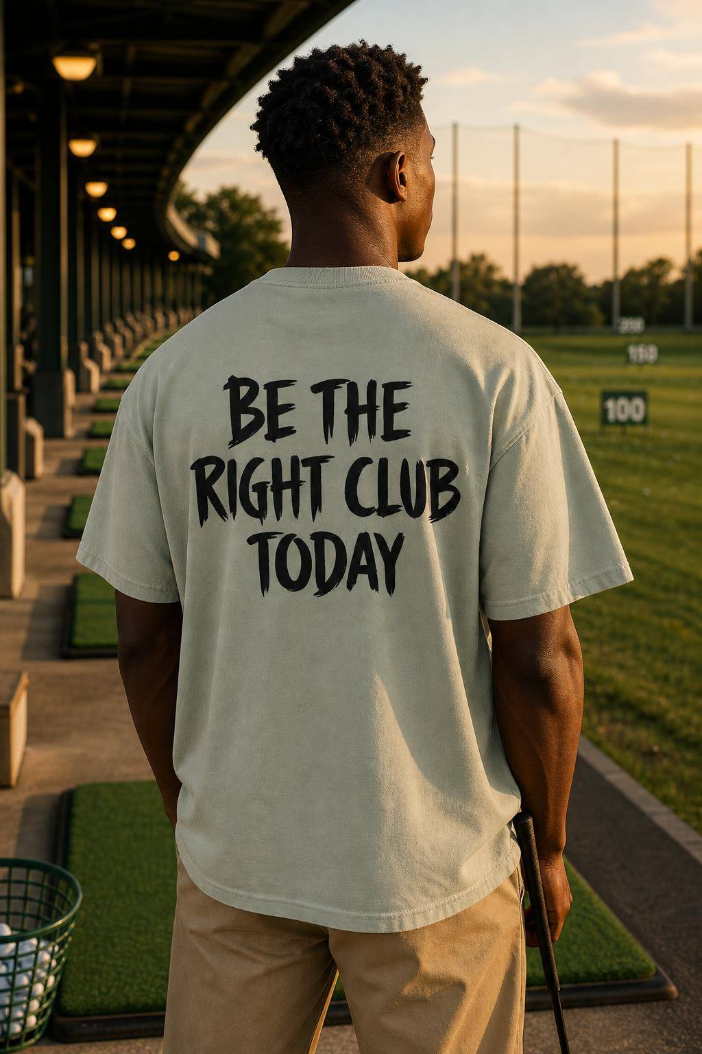 T-shirt vert sauge Be The Right Club Today porté en situation