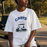 T-shirt blanc Cart Club Racing Bleu porté en situation