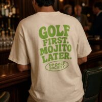 T-shirt ivoire Golf First Mojito Later porté en situation
