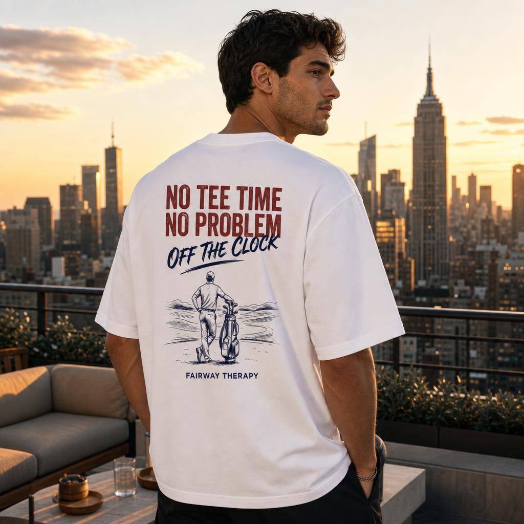 T-shirt blanc oversized Off The Clock porté en situation