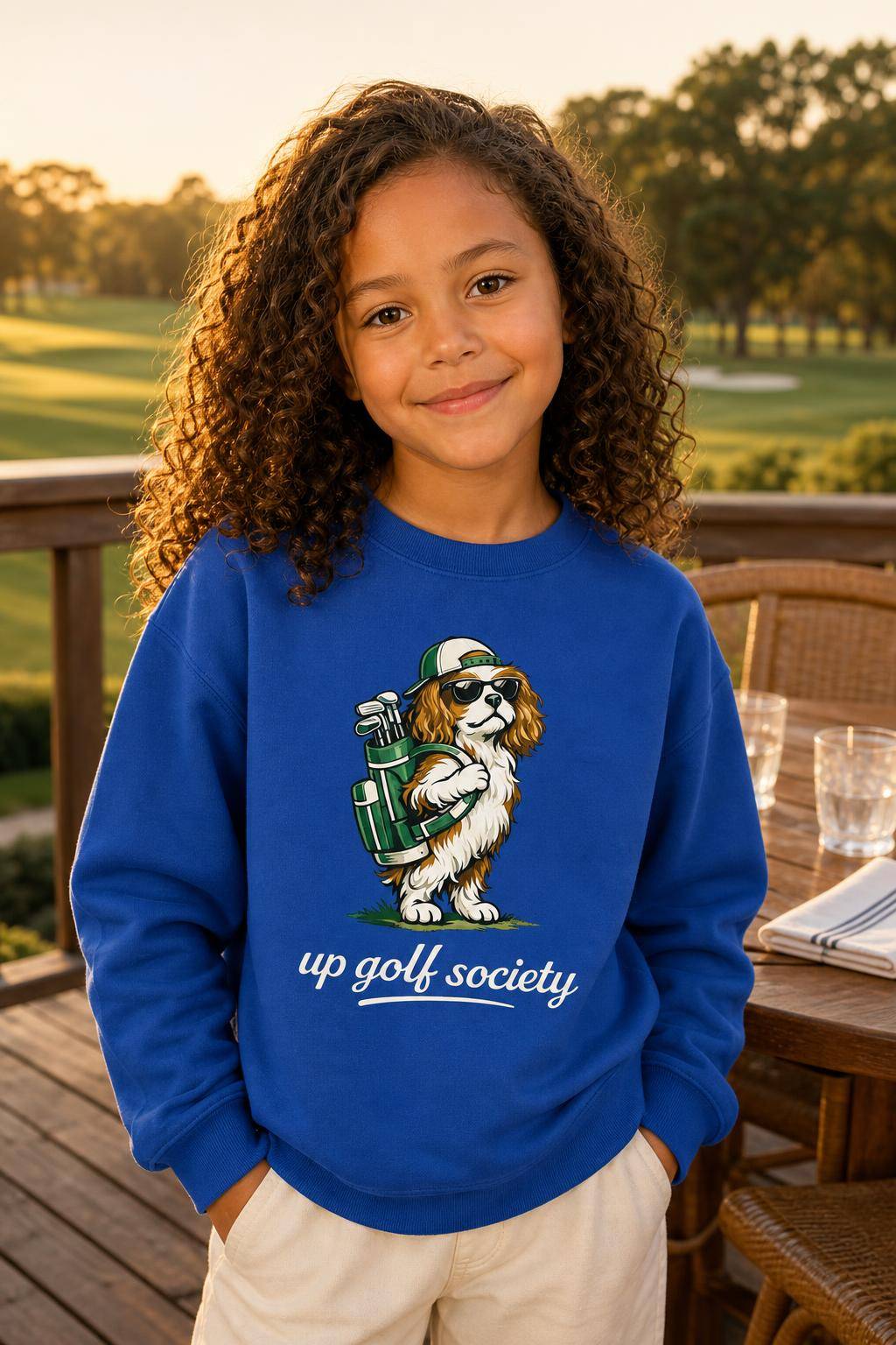 Sweat Sean Classic bleu roi porté en situation