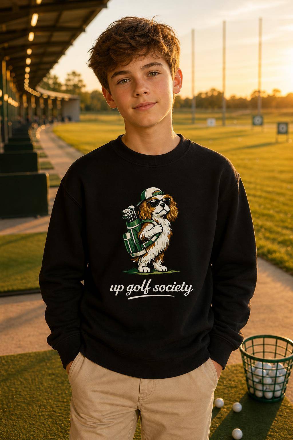 Sweat noir Sean Classic Crewneck porté en situation