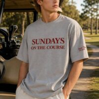 T-shirt gris chiné Sundays On The Course porté en situation