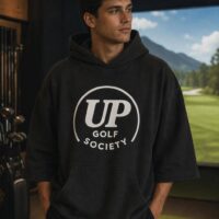 UP Circle, hoodie. Noir – photo produit UP Golf Society