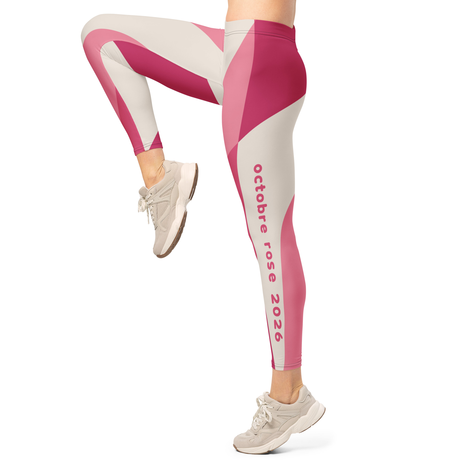 Legging color block rose Octobre Rose UP Golf Society, vue de profil gauche