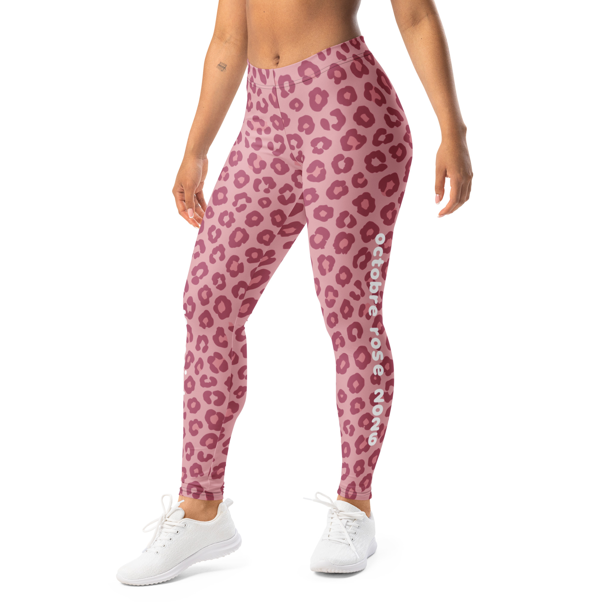 Legging léopard rose Octobre Rose UP Golf Society, vue de trois quarts