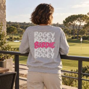 Bogey Bogey Birdie, sweat Octobre Rose. Gris chiné