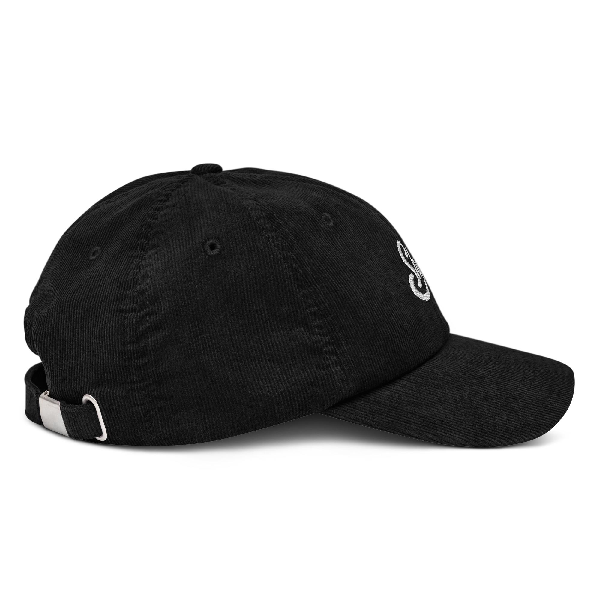 Vue détourée de la casquette Shank noire en velours côtelé
