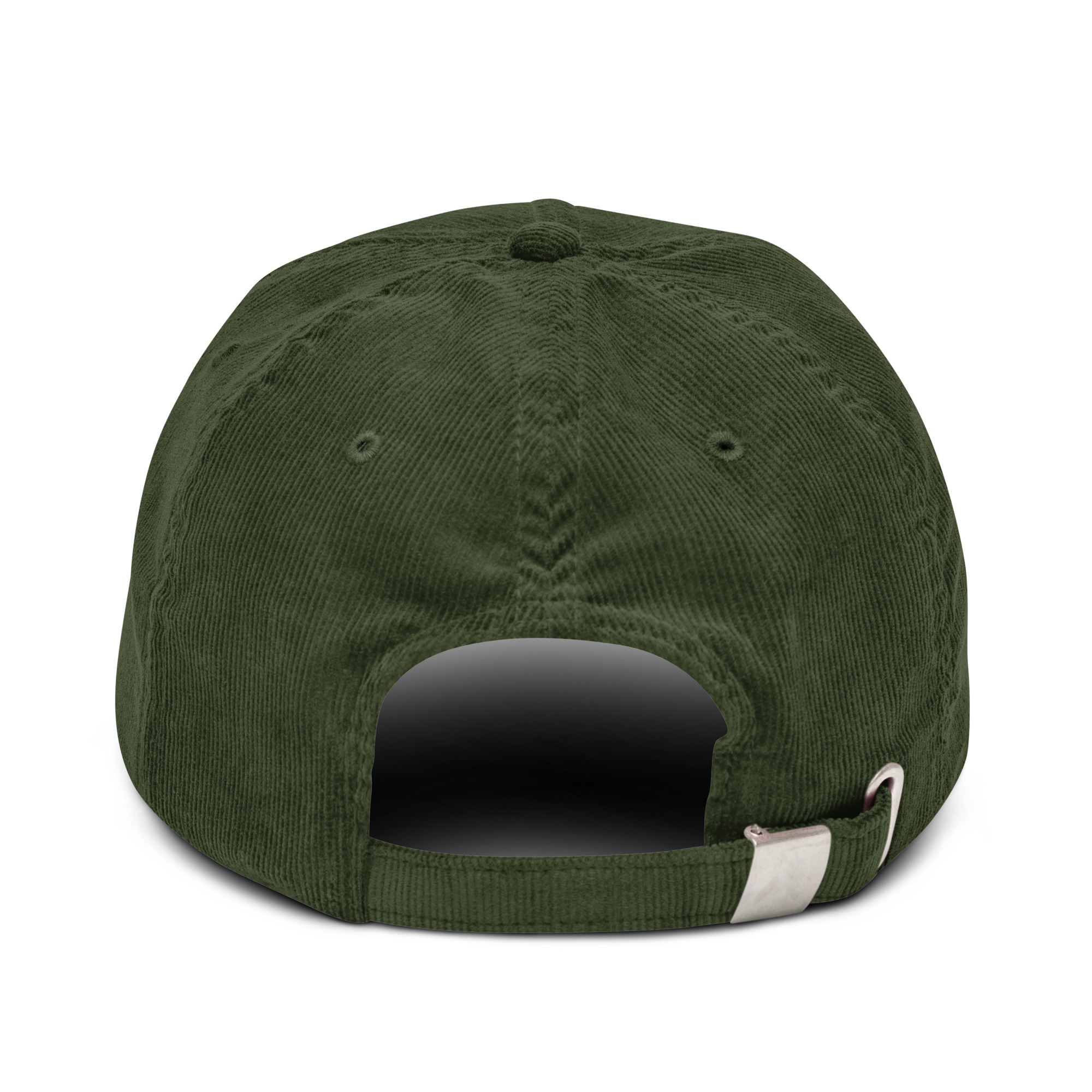 Casquette Fore Left vert olive en velours côtelé, vue détourée