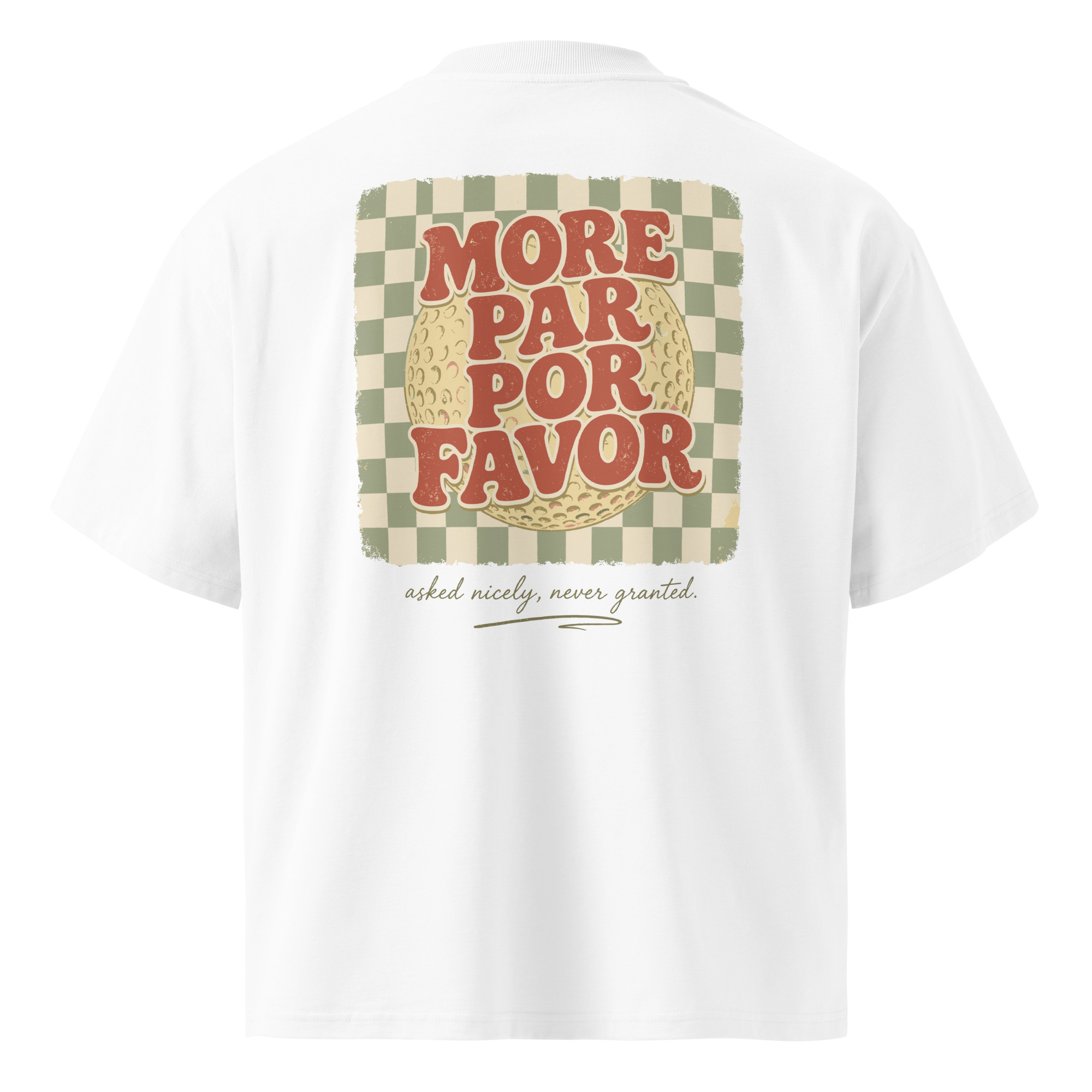 T-shirt More Par Por Favor oversized UP Golf Society, vue de dos, impression
