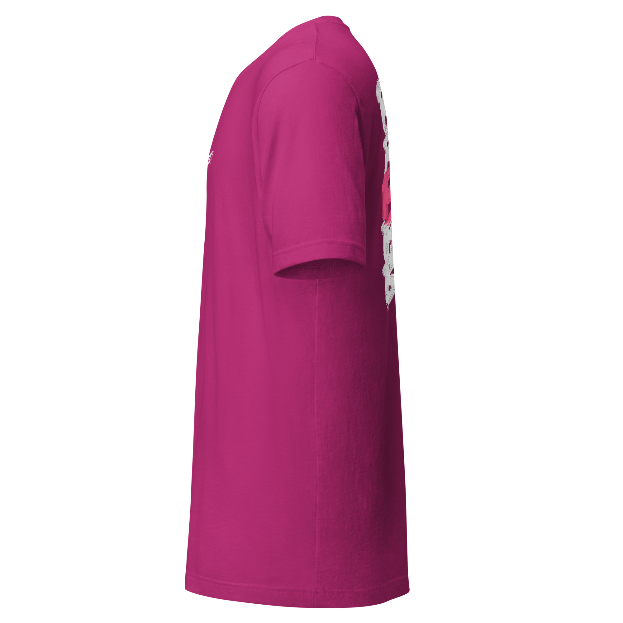 T-shirt golf Octobre Rose framboise Bogey Bogey Birdie UP Golf Society, vue de profil gauche