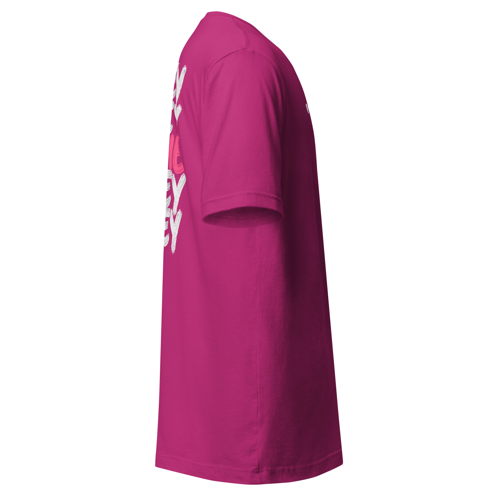 T-shirt golf Octobre Rose framboise Bogey Bogey Birdie UP Golf Society, vue de profil droit