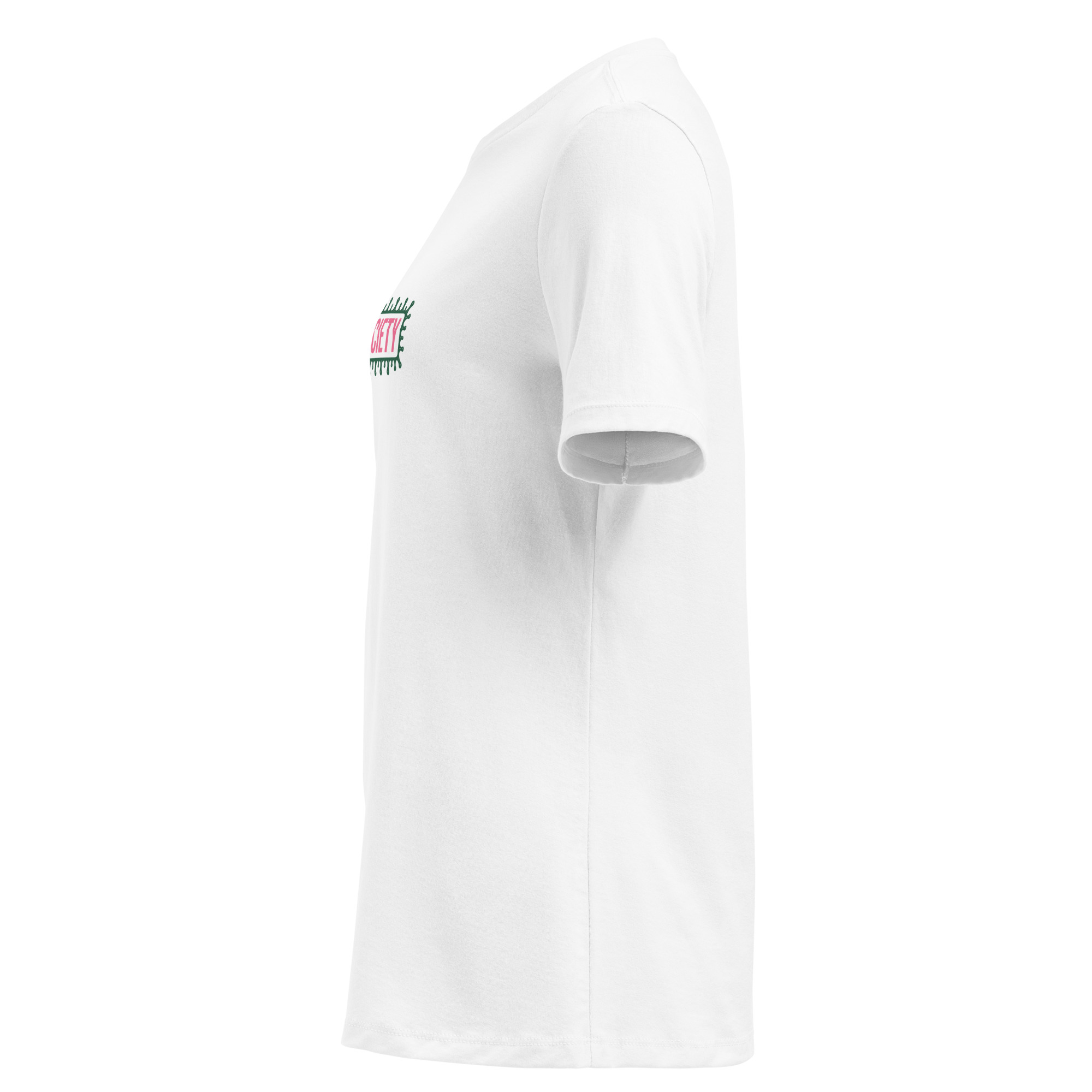 T-shirt blanc Octobre Rose Golf Ruban Rose UP Golf Society, vue de profil gauche