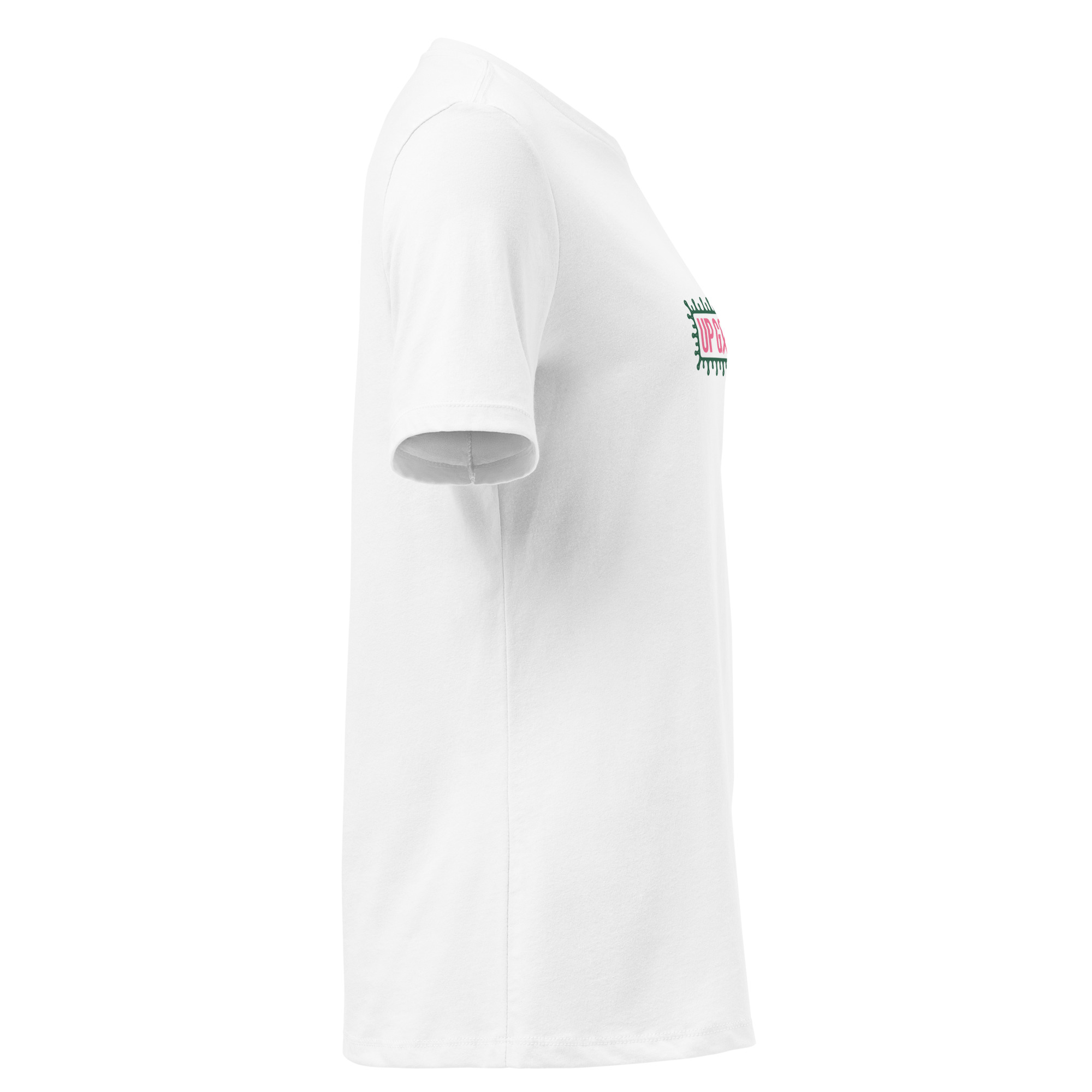 T-shirt blanc Octobre Rose Golf Ruban Rose UP Golf Society, vue de profil droit