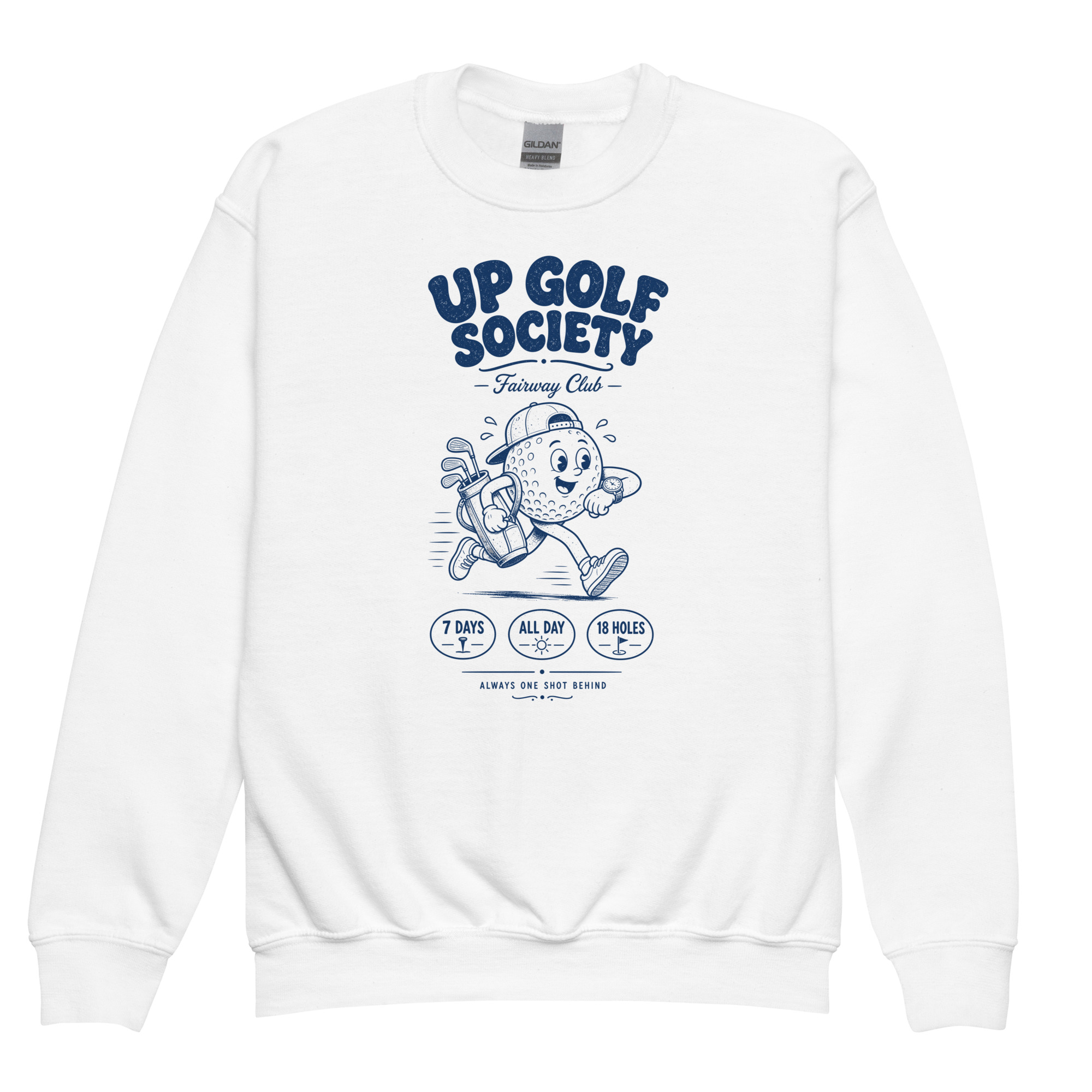 Sweat Late For The Tee Time porté en situation par un enfant